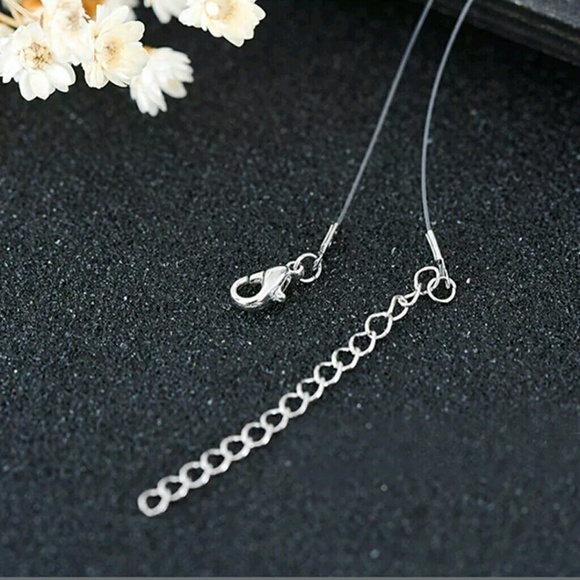 Transparent Nylon Necklace 8mm Swarovski Crystal - Picture 8 of 8